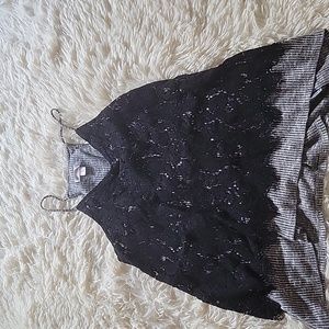 Black and grey lace tank